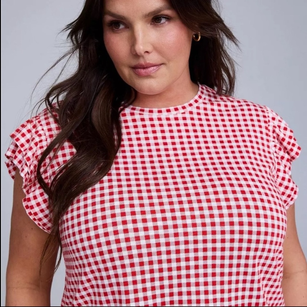 Torrid Belle Isle Red and White Checkered Top